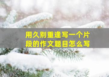 用久别重逢写一个片段的作文题目怎么写