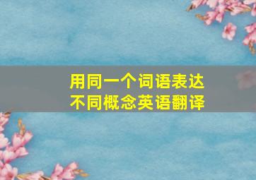 用同一个词语表达不同概念英语翻译