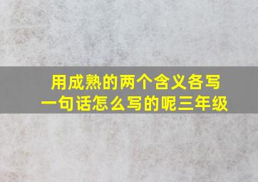 用成熟的两个含义各写一句话怎么写的呢三年级