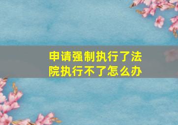 申请强制执行了法院执行不了怎么办