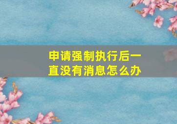 申请强制执行后一直没有消息怎么办