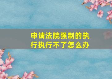 申请法院强制的执行执行不了怎么办