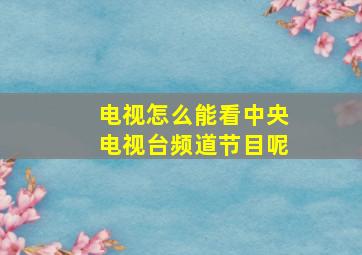 电视怎么能看中央电视台频道节目呢