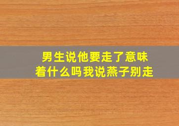 男生说他要走了意味着什么吗我说燕子别走