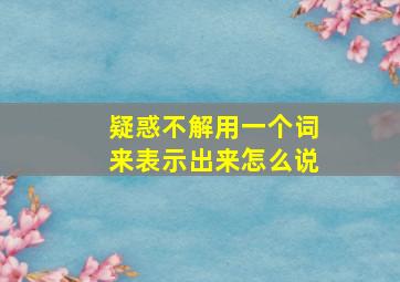 疑惑不解用一个词来表示出来怎么说