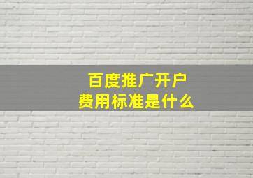 百度推广开户费用标准是什么