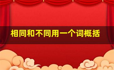 相同和不同用一个词概括