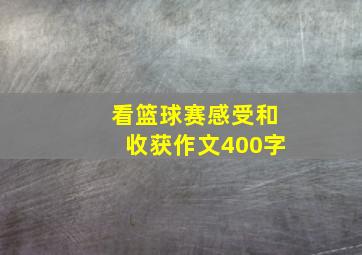 看篮球赛感受和收获作文400字