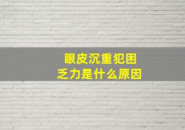 眼皮沉重犯困乏力是什么原因