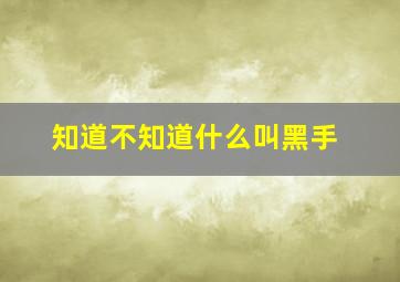 知道不知道什么叫黑手