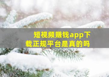 短视频赚钱app下载正规平台是真的吗