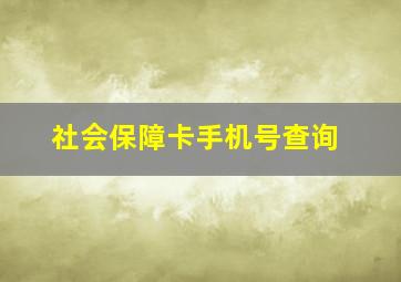 社会保障卡手机号查询