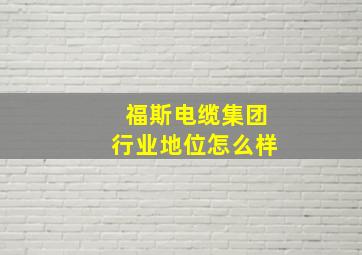 福斯电缆集团行业地位怎么样