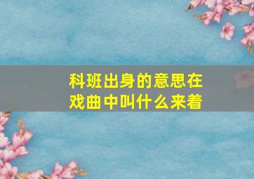 科班出身的意思在戏曲中叫什么来着