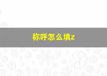 称呼怎么填z