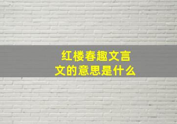 红楼春趣文言文的意思是什么