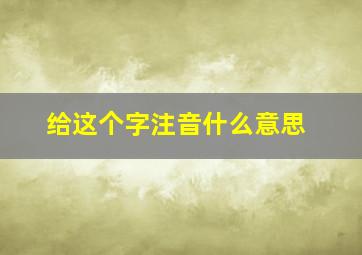 给这个字注音什么意思