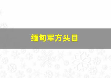 缅甸军方头目