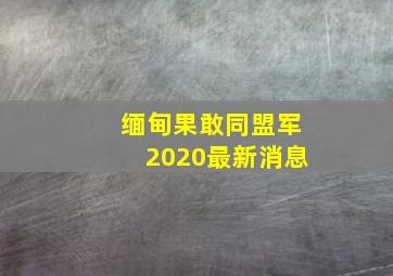 缅甸果敢同盟军2020最新消息