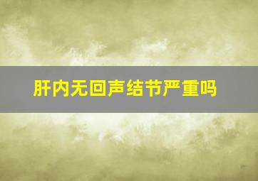 肝内无回声结节严重吗