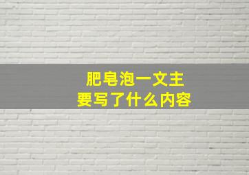 肥皂泡一文主要写了什么内容