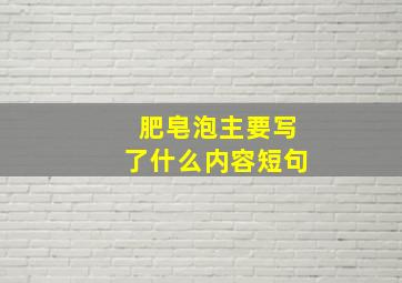 肥皂泡主要写了什么内容短句