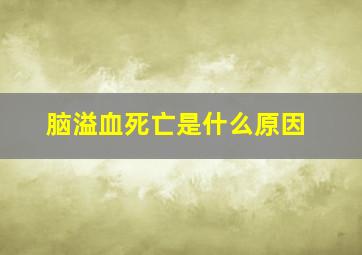 脑溢血死亡是什么原因