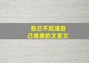 自己不知道自己很美的文言文