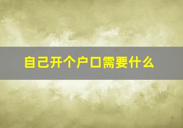 自己开个户口需要什么