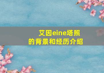 艾因eine塔照的背景和经历介绍