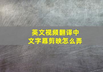 英文视频翻译中文字幕剪映怎么弄