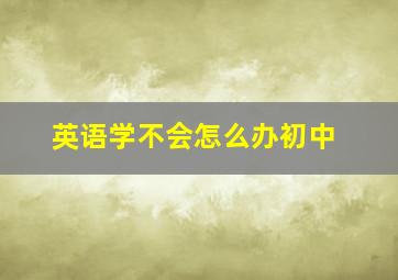 英语学不会怎么办初中