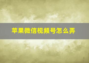 苹果微信视频号怎么弄