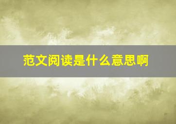 范文阅读是什么意思啊