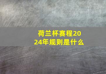 荷兰杯赛程2024年规则是什么