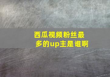 西瓜视频粉丝最多的up主是谁啊