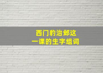 西门豹治邺这一课的生字组词