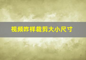 视频咋样裁剪大小尺寸