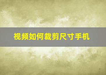 视频如何裁剪尺寸手机