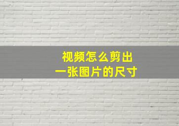 视频怎么剪出一张图片的尺寸