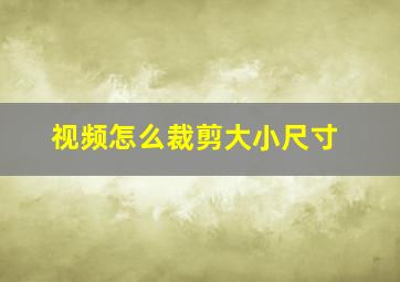 视频怎么裁剪大小尺寸