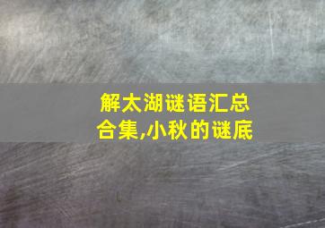 解太湖谜语汇总合集,小秋的谜底