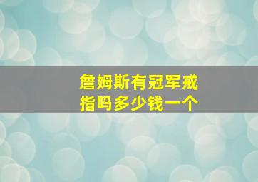 詹姆斯有冠军戒指吗多少钱一个