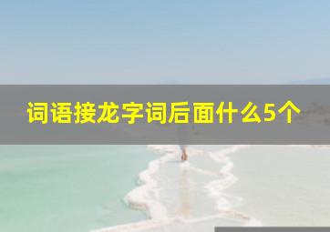 词语接龙字词后面什么5个