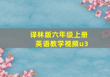 译林版六年级上册英语教学视频u3