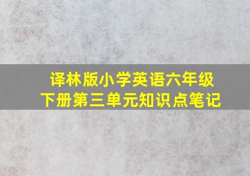 译林版小学英语六年级下册第三单元知识点笔记