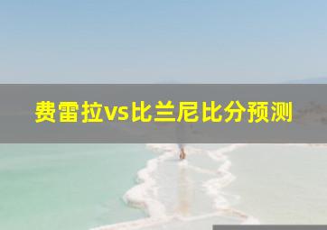 费雷拉vs比兰尼比分预测