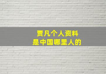 贾凡个人资料是中国哪里人的