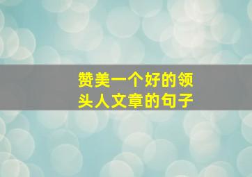 赞美一个好的领头人文章的句子