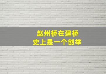 赵州桥在建桥史上是一个创举